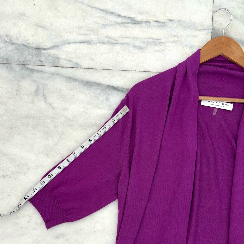 Trina Turk Purple Open Front Shawl Collar Cardigan Sweater 
Size Large - Picture 5 of 8